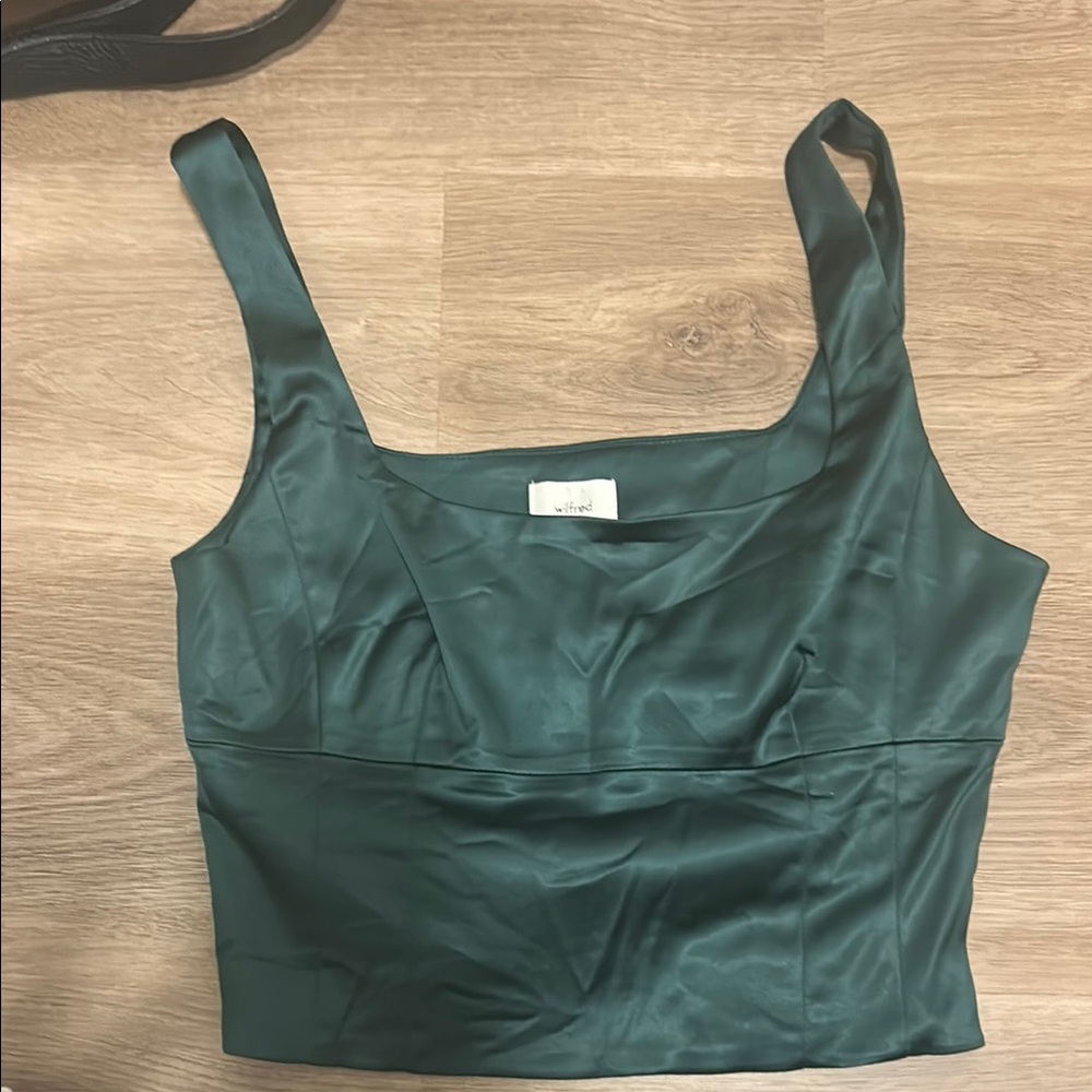 Wilfred Dark Green Satin Crop Top